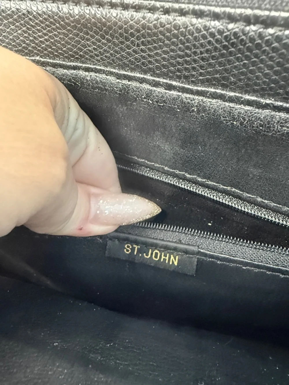 vintage St. John black textured tote bag